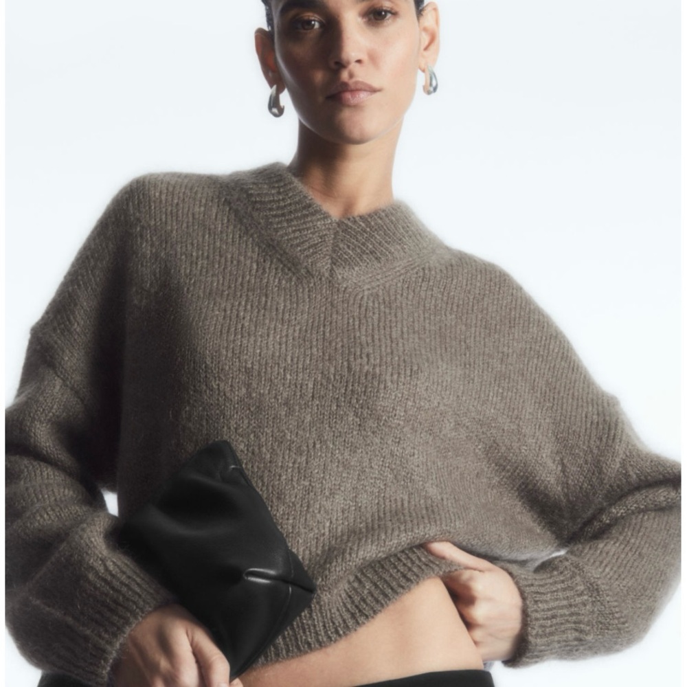 COS Cropped V-neck Mohair Sweater